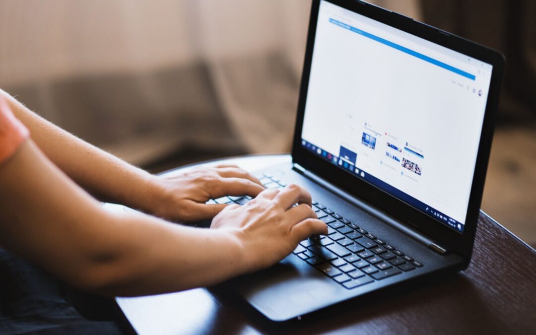 Woman working on a laptop